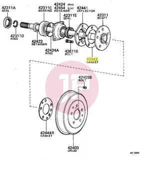 TOYOTA 42443-55020 - Hátsó féltengely talp tömítés