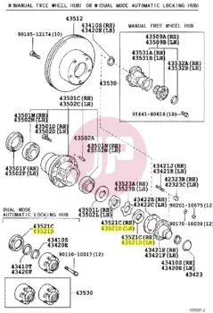 TOYOTA 43521-60020 - NUT AXLE BEARING