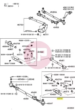 TOYOTA 45045-69075 - Külső kormányösszekötő gömbfej, bal