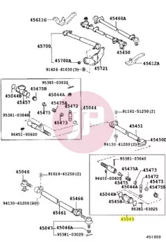 TOYOTA 45045-69075 - Külső kormányösszekötő gömbfej, bal