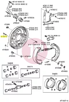 TOYOTA 47447-60010 - EINBAUSTIFT/BREMSBAC