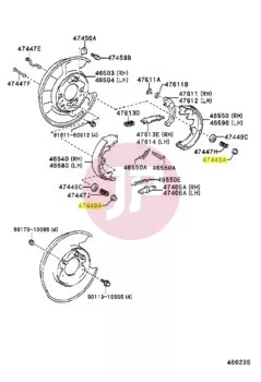 TOYOTA 47449-30030 - Fékpofa rögzítő rugó tányér