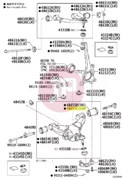 TOYOTA 48655-60040 - BUSH, LWR ARM, NO.2