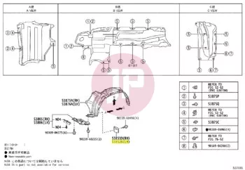 TOYOTA 53852-60090 - PAD, FR WHEEL