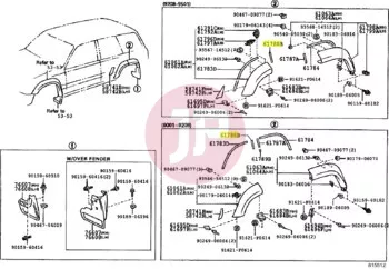 TOYOTA 61788-60011 - PAD, RR WHEEL OPENING