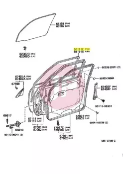 TOYOTA 68141-60010 - RUN, FR DOOR GL