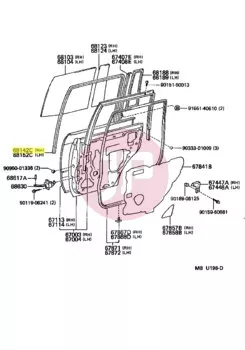TOYOTA 68142-60011 - RUN, RR DOOR GL