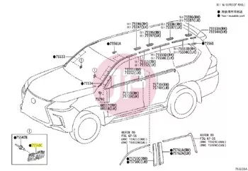 TOYOTA 75548-60021 - Szélvédő távtartó, díszléc tartó