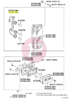 TOYOTA 81555-60391 - CORD, RR COMBINATION LAMP
