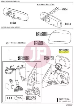 TOYOTA 87961-60B70 - MIRROR OUTER, LH
