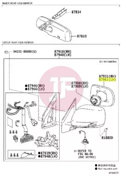 TOYOTA 87961-60B70 - Bal külső visszapillantó tükörlap