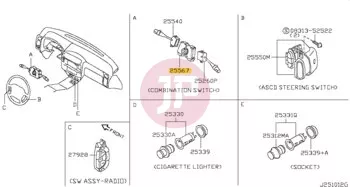 NISSAN 25567-VD325 - SWITCH ASSY
