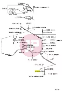 TOYOTA 46414-60010 - Kézifékkötél szerelvény
